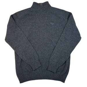 Barbour Mens Quarter Zip Sweater Blue Marled Knit Pullover XL